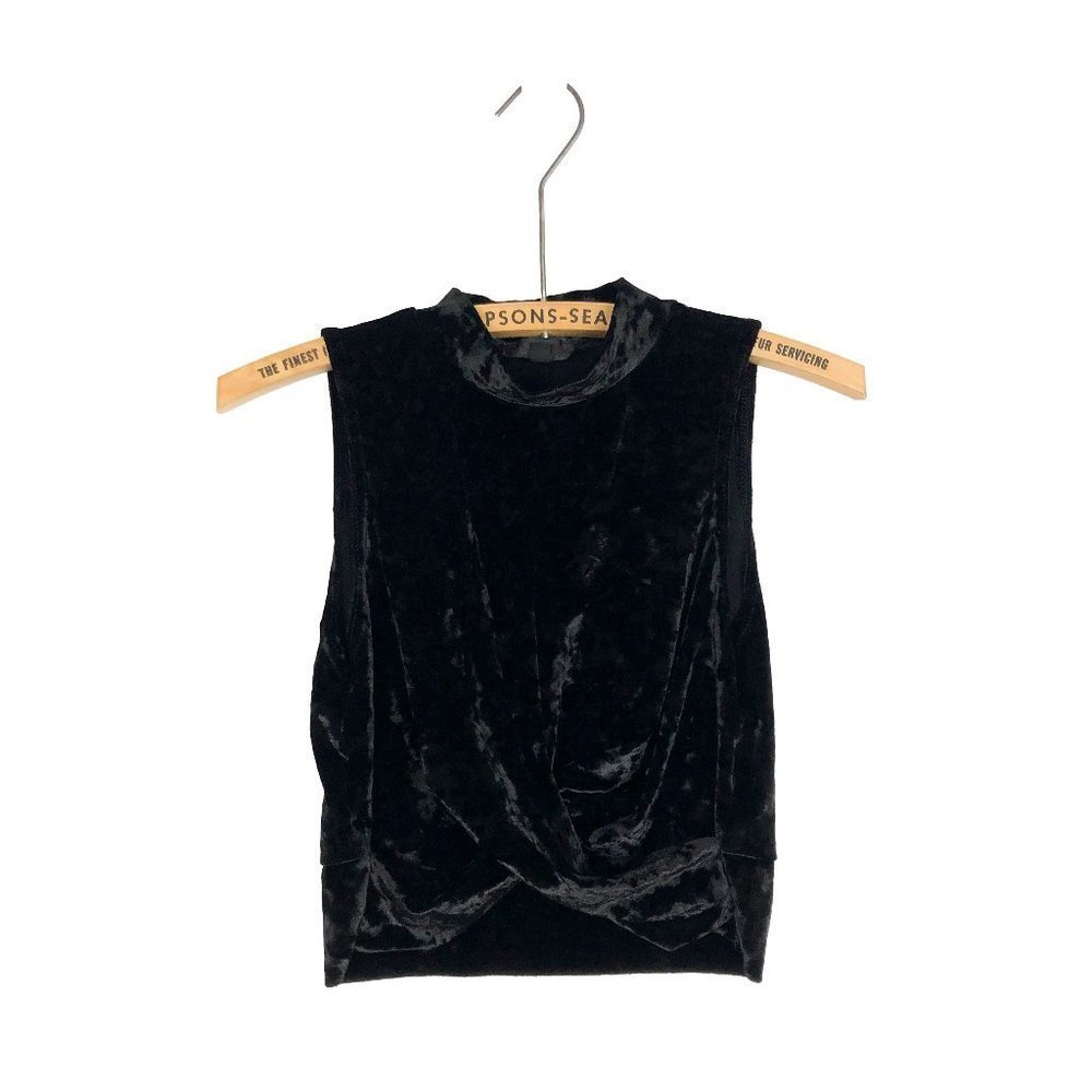 TOPSHOP Crushed Velvet Twist Front Cropped Top